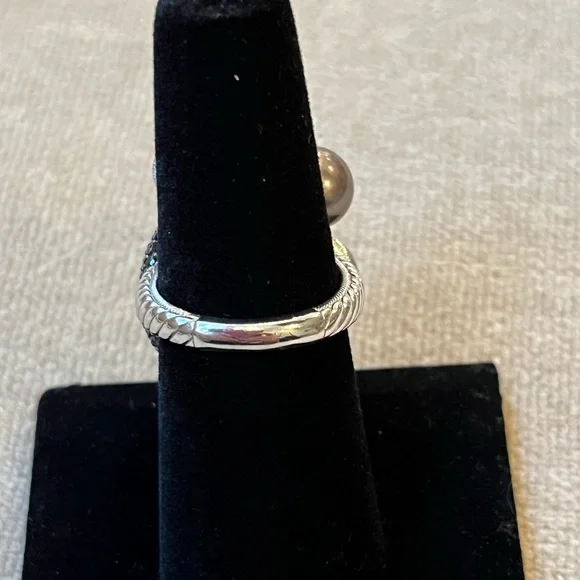 Sterling Silver Black Spinel Monkey Ring Size 7